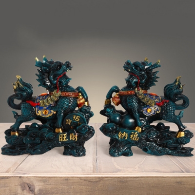 麒麟摆件大号一对 升官送子旺家运招财纳福家居办公室桌装饰品