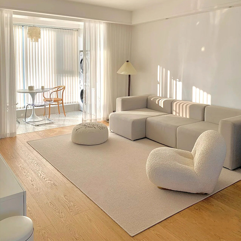 简约米色地毯客厅沙发茶几毯卧室满铺纯色地垫网红拍照摄影背景毯