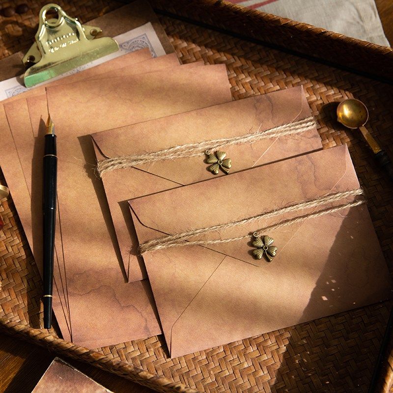 复古牛皮信封信纸套装情侣手写情书日系文艺精致麻绳装饰贺卡信笺