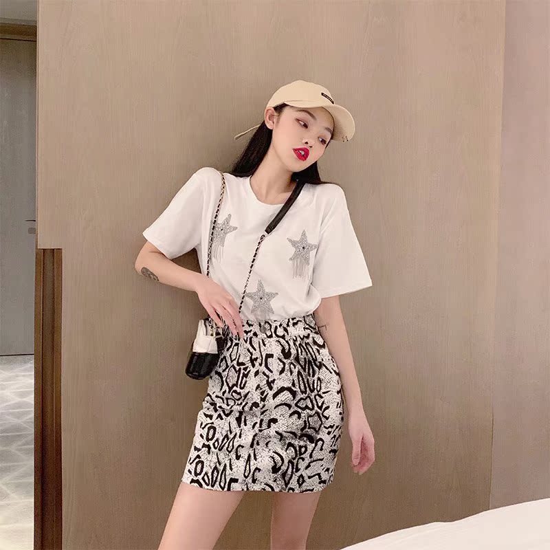亮黑色短袖t恤女性感流苏星星新款闪闪2019圆领宽松夏季上衣体恤|msdalam kategori Butik wanita / wanita, baju-T - dari Buy2taobao.com untuk memberikan perkhidmatan ejen Taobao profesional membeli