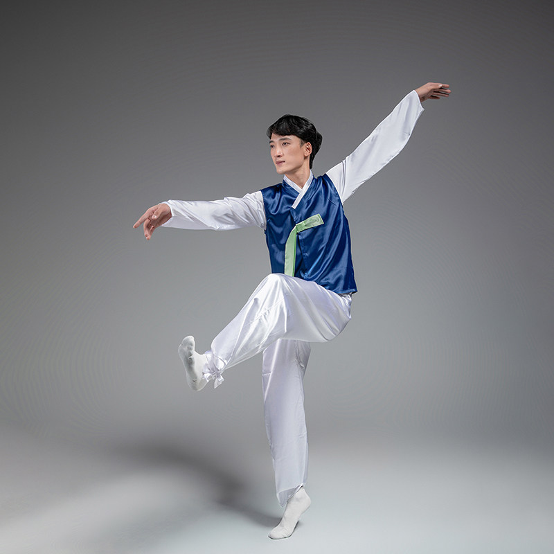 朝鲜舞族舞蹈服演出服男少数民族舞台表演服装成人艺考练习练功服