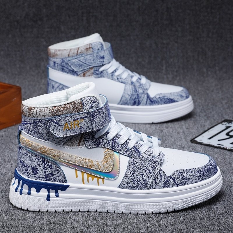 aj高帮男鞋秋季2021新款防水皮面初中学生空军一号运动小白板鞋