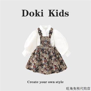 DOKI KIDS~女宝秋季连衣裙新款网红背带裙宝宝洋气春秋款时髦套装