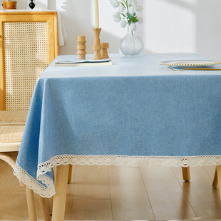 日式棉麻防水桌布防油防烫免洗长方形餐桌布高级感ins茶几布台布