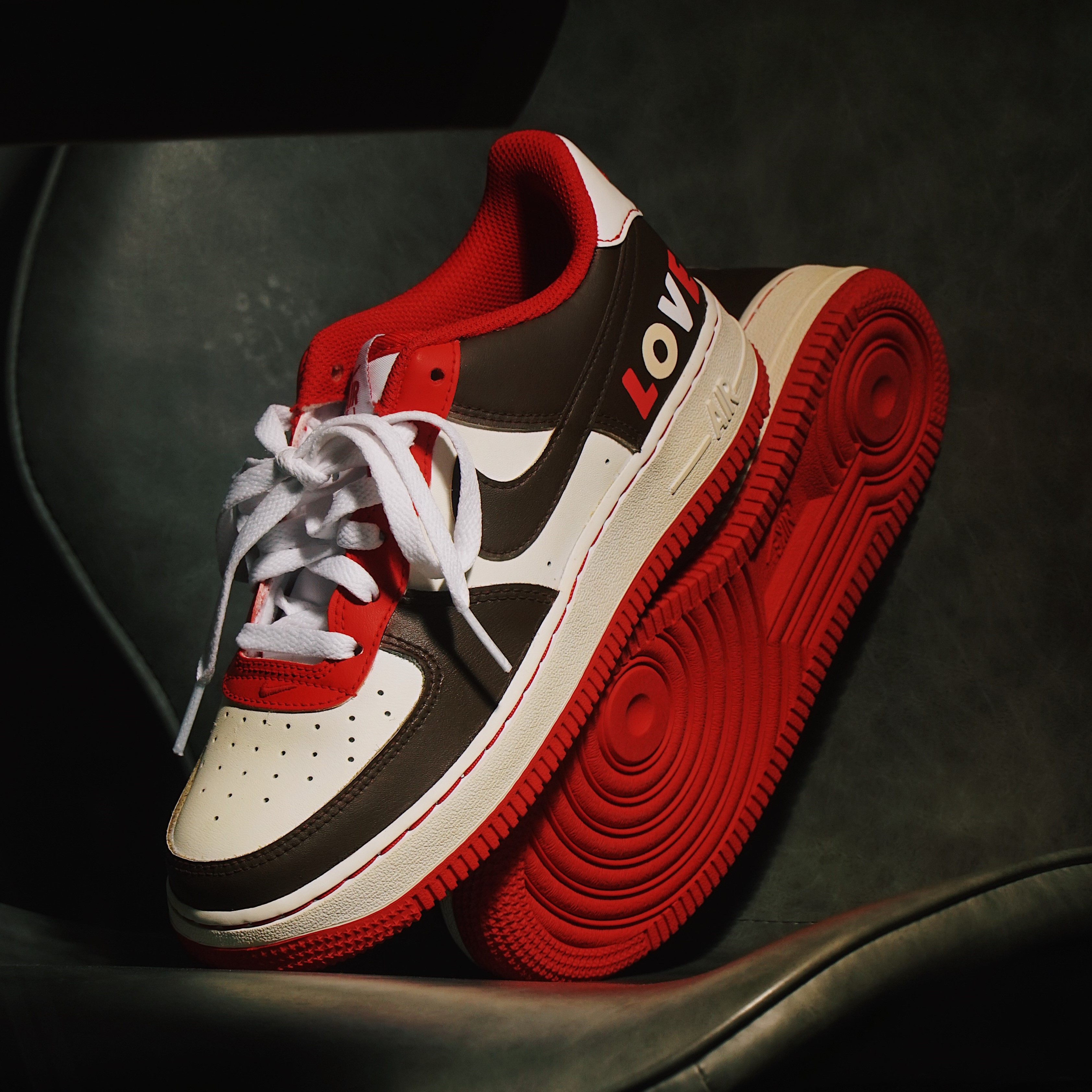 nike air force1 low空军一号棕红低帮男女款球鞋定制情人节限定