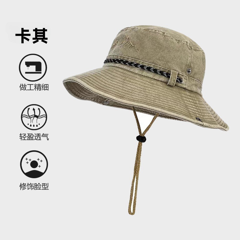 遮阳帽奔尼帽水洗棉质水桶帽可折叠户外钓鱼狩猎帽带可调节渔夫帽