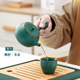 中式风家用侧把茶壶复古陶瓷绿色小清新功夫泡茶壶带过滤瓷柄单壶
