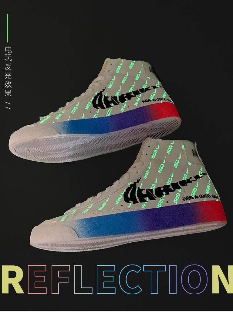 空军一号blazer电玩像素夜光鞋子宝可梦魔术贴球鞋布贴配件已售3￥3
