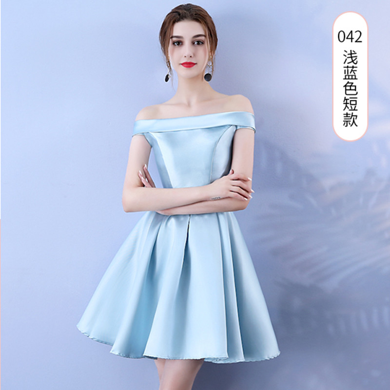 新款新款女秋冬厚缎面蓬蓬小礼服结婚姐妹裙伴娘团短裙浅蓝色 包|ruв категории Женская одежда, Cвадебные платья, платье/вечернее платье - от Buy2taobao.com для оказания профессиональной услуги покупки агента Taobao