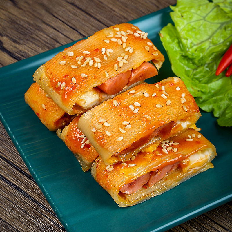 正宗东北烤冷面皮烤冷面片面饼真空家用家庭装酱料速食10片装包邮