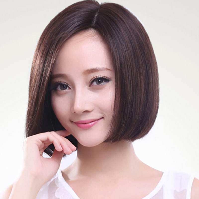 短发假发 圆脸 偏分_韩国圆脸假发女短发偏分短直发bobo头蓬松自然无
