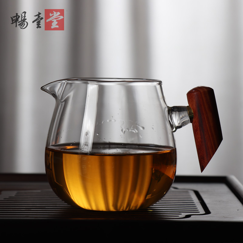 畅壹堂 日式玻璃公杯茶海公道杯耐热耐高温木把匀杯功夫茶具配件