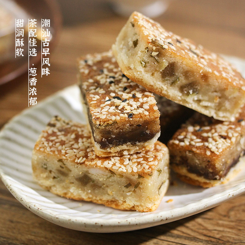 老潮夫潮汕葱饼潮州特产芝麻葱油饼朥饼美食小吃零食传统老式糕点