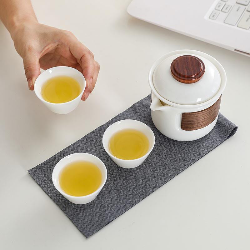羊脂玉白瓷盖碗茶杯单个一人手抓壶带过滤防烫家用泡茶壶功夫茶具