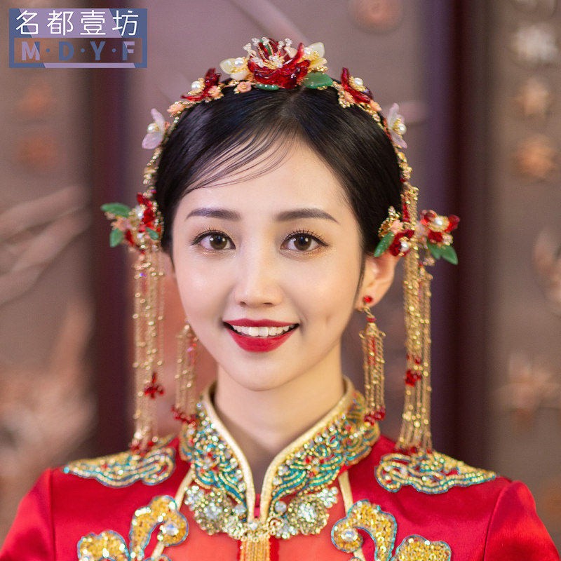 2021新款中式秀禾头饰新款大气凤冠古风发饰新娘结婚古装龙凤褂配