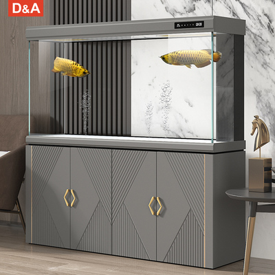 德克轻奢三代超白玻璃底滤生态造景水族箱客厅屏风鱼缸