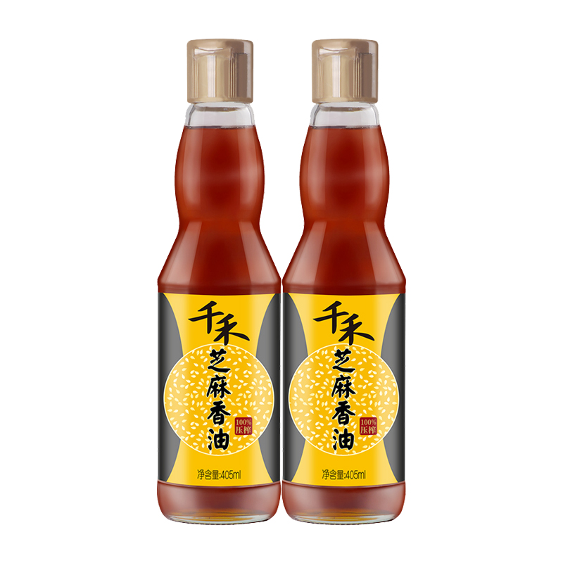 千禾芝麻香油405ml/瓶装一级压榨纯正宗火锅油碟蘸料拌菜调味家用