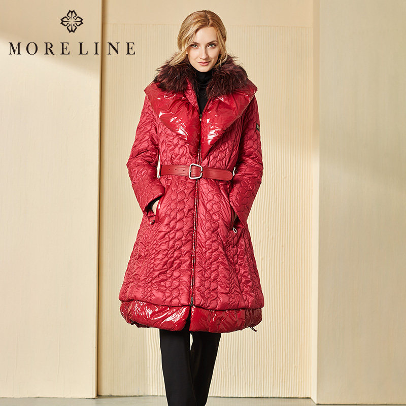 沐兰女装秋冬高端奢华貉子毛领超保暖长款棉服女棉衣外套