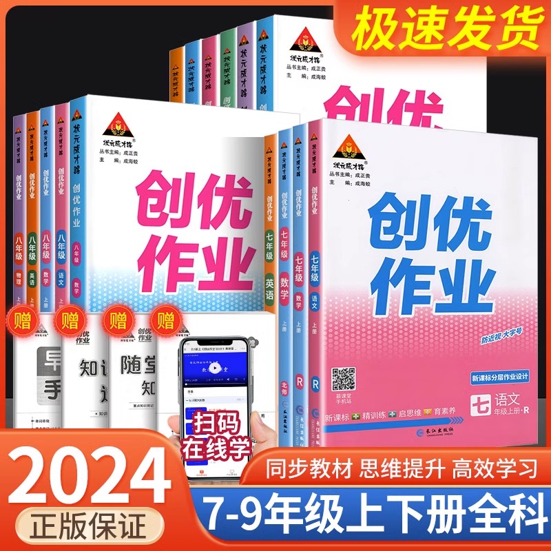 2024版初中创优作业七八九年级下册上册语文数学英语物理化学生物地理历史道德与法治人教初中789初一初二初三同步练习册专项训练