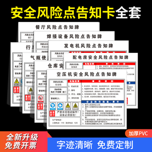 安全风险点告知牌卡机械设备配电房机床注塑机空压机警示牌工厂生产车间仓库有限受限空间职业危害告示标识牌