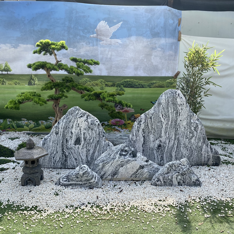 雪浪石景观石切片组合中式庭院花园造景假山石装饰摆件天然泰山石