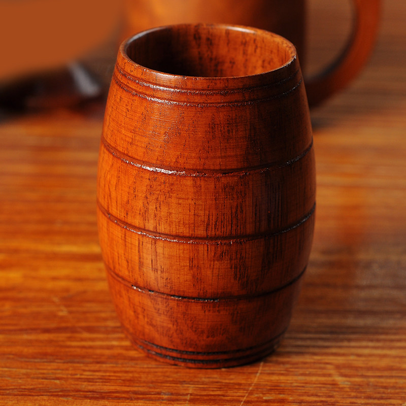 mrslim创意木头啤酒杯圆木桶酒杯柯林杯饮料杯果汁杯威士忌杯水杯