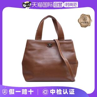 【自营】中古9新Chanel/香奈儿手提包中古咖啡色棕色皮革C7开银扣