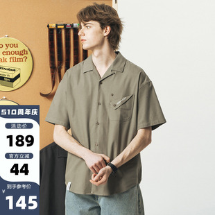 714street潮牌日系古巴领短袖衬衫2024新款男女休闲衬衣情侣外套