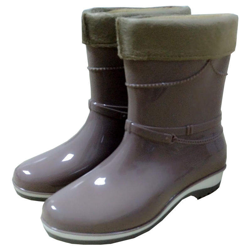 秋冬时尚女士雨鞋中筒可拆卸加绒水鞋防滑雨靴雨鞋