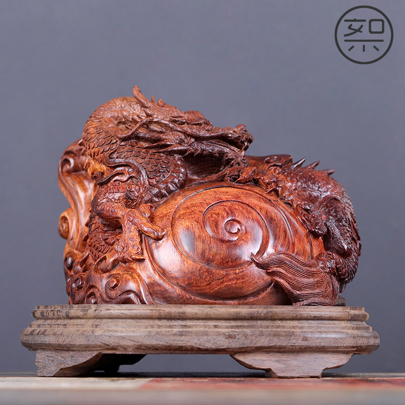 絮旧海黄龙摆件正宗海南黄花梨木雕工艺品家用客厅复古中式中国风