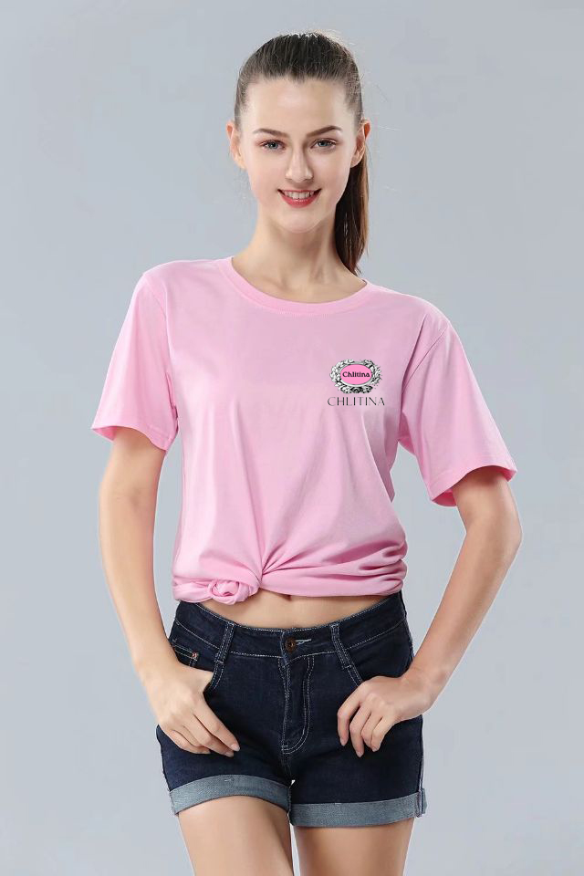克丽缇娜工作服夏装定制美容师t恤母婴店短袖定做印logo粉色衣服
