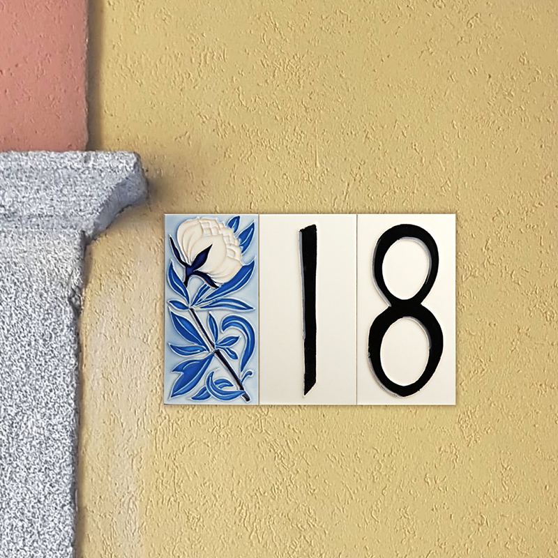 洛邑烧 纯手工绘制陶瓷珐琅北欧数字定制门牌号码美式housenumber