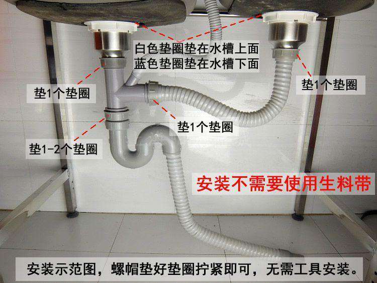双台盆下水安装图解图片