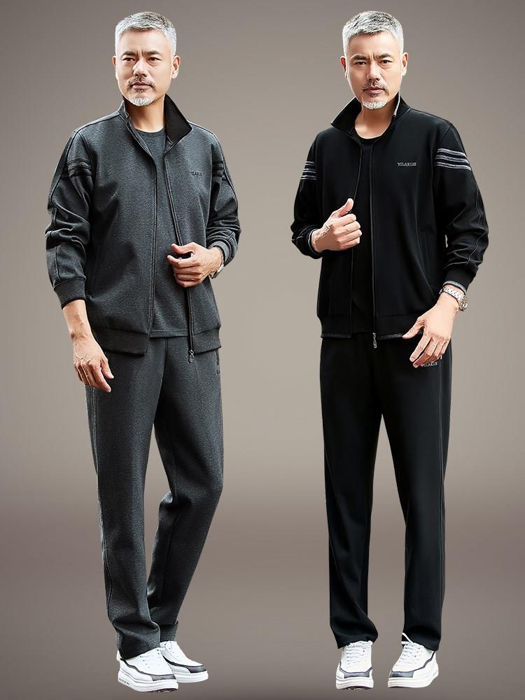乔丹中老年运动套装男士卫衣春秋款休闲外套男中年人爸爸春装外套