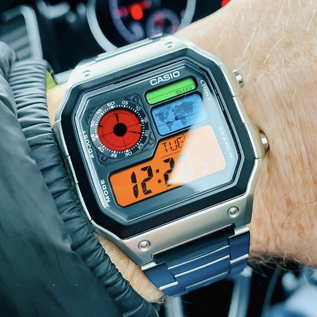 casio卡西欧小银块商务学生潮流复古多功能防水手表ae-1200whd-1a