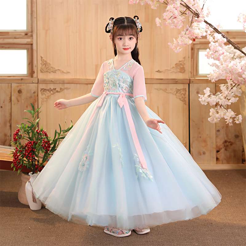 汉服女童夏季2022新款古风襦裙女孩中国风唐装公主裙儿童超仙长裙