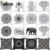Black and white Mandala elephant car back cushion sofa set|ru Black and white Mandala elephant car back cushion sofa set|ru