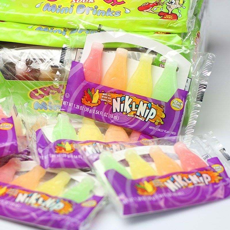 suna蜡瓶糖网红咀嚼汽水腊瓶糖软糖可食用niklnip饮料棒糖果