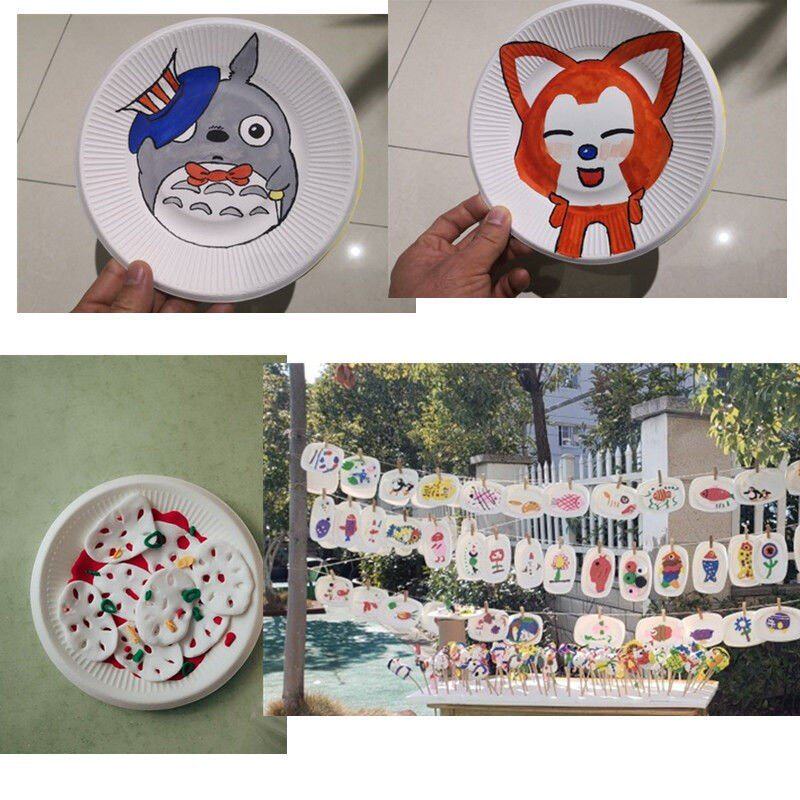 一次性纸盘子加厚幼儿园diy手工绘画画蛋糕烧烤餐具餐盘纸碟纸盘