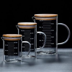 耐高温玻璃量杯带刻度家用玻璃杯喝水杯大容量烧杯500毫升1000ml