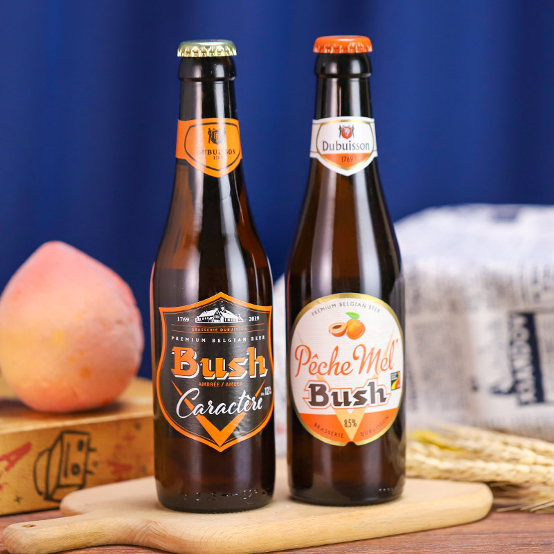 比利时进口布什啤酒bush 12度烈性啤酒水蜜桃味330ml*6瓶