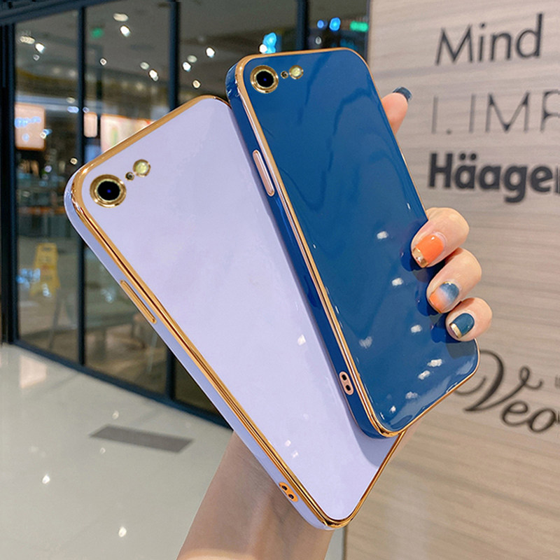 适用于苹果6手机壳新款电镀直边iphone6splus镜头全包高档硅胶防摔i6p