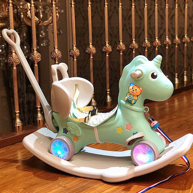 玩具0-3岁小马马推女孩马车加宽骑马便携木马儿童家用塑料摇摇小