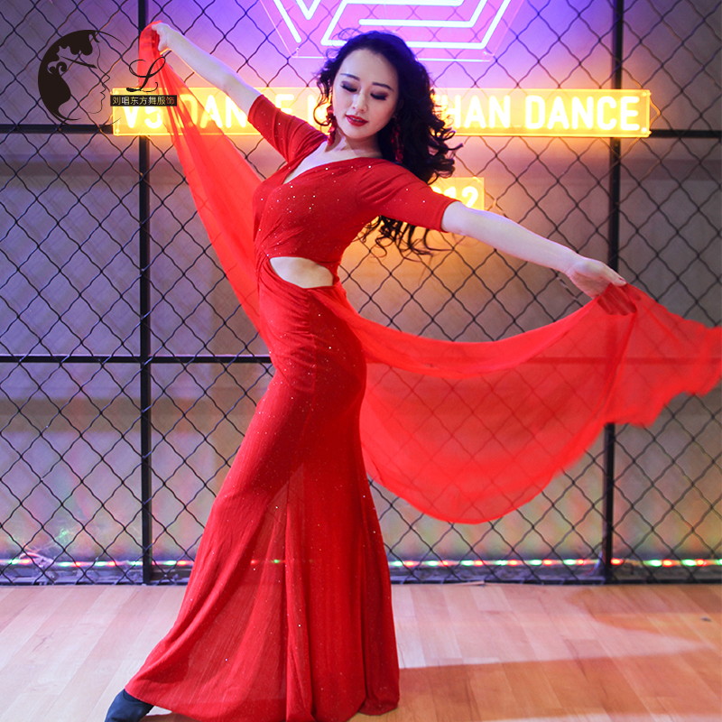 刘唱东方舞肚皮舞演出服装女2021夏季新款练功服套装连衣裙舞蹈服