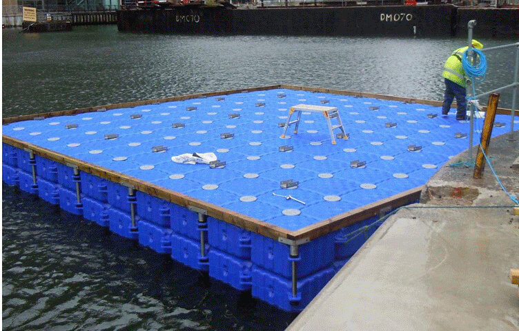 高品质塑料水上浮筒平台浮箱浮桥游艇龙舟码头钓鱼平台浮动码头
