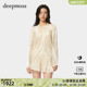 【deepmoss】2024春夏新款女装时尚休闲气质水泽开叉荡褶凉感上衣