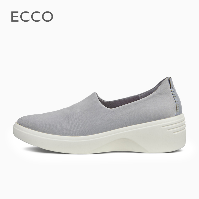 ecco新款女鞋全部图片,新款ecco官网女鞋图片 ecco爱步女鞋2021新款纯色坡跟一脚蹬乐福鞋柔酷7号470963现货