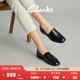 Clarks其乐女鞋萨拉菲纳2024新款春款羊皮乐福鞋复古鳄鱼纹小皮鞋