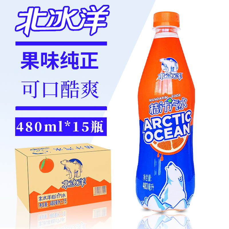 北冰洋桔汁480ml*15瓶整箱老北京汽水碳酸饮料北冰洋桔子味汽水