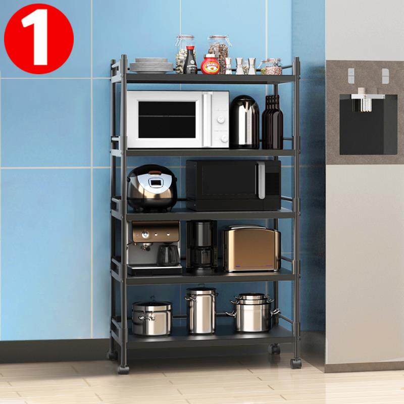 厨房置物架落地多层收纳不锈钢厨具好物带轮子多功能微波炉置物架